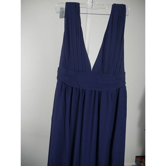 Lulu's Navy Blue V-neck and Back Banded Waist Maxi Formal Dress M - Picture 4 of 9